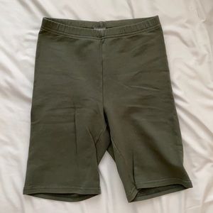 army green biker shorts